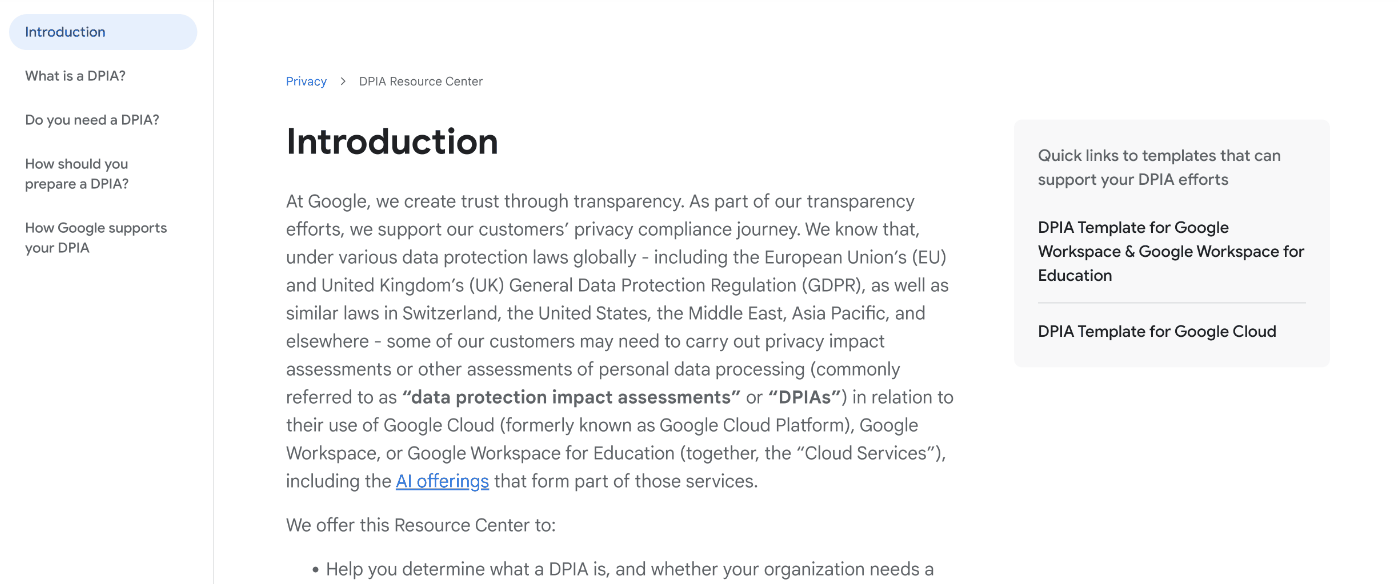 How Google Cloud helps navigate your DPIA and AI privacy compliance journey