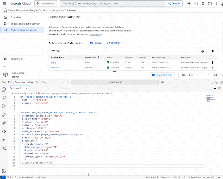 GCP – Announcing Terraform providers for Oracle Database@Google Cloud